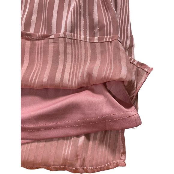 Poppi Womens X-Large Mauve Blouse Sheer/Lined Short Balloon Sleeve NWT - Picture 5 of 8